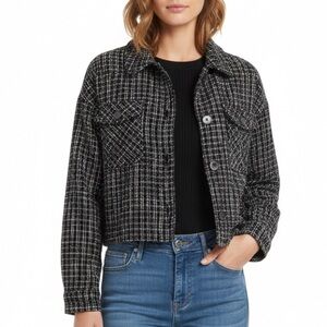 Christian Siriano Tweed Cropped Oversized Blazer Jacket Pocket Size X-Large
